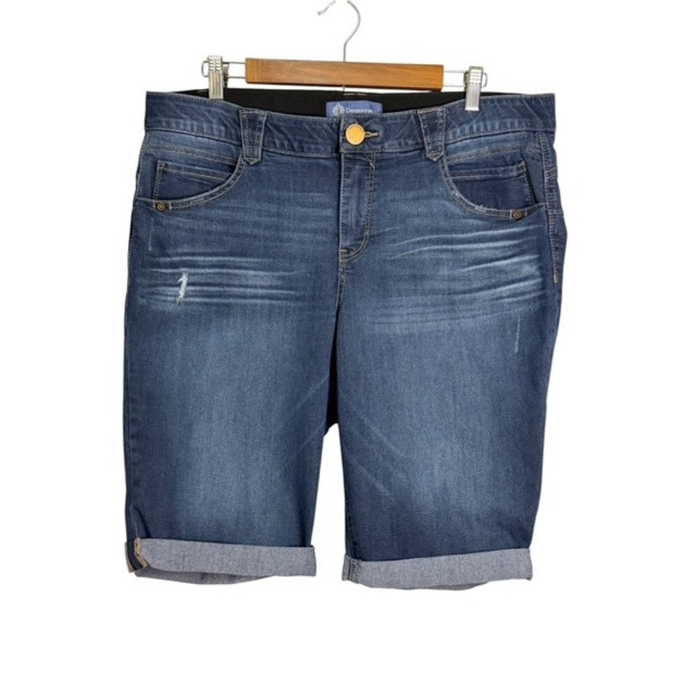 Democracy Shorts Women's 18W Absolution Dark Wash Bermuda High Rise Stretch Blue